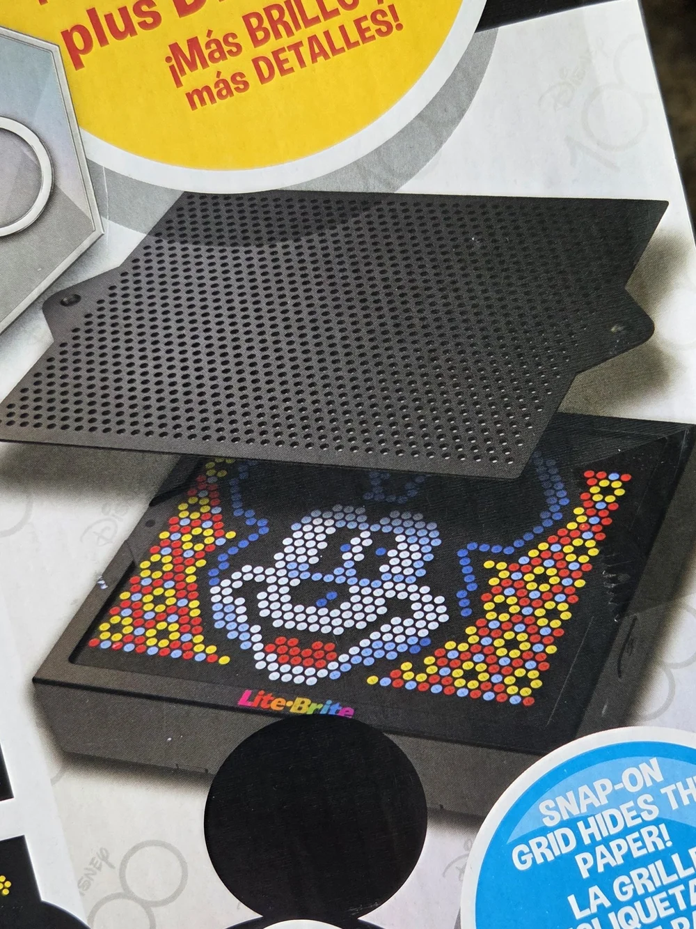 Disney Lite-Brite Super Bright HD - Black Box with Red, Yellow, Blue, White Pegs